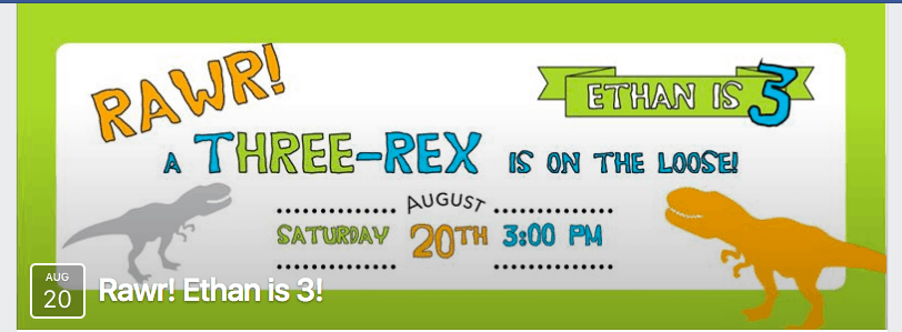 Facebook Invite Banner for Dinosaur T-hree Rex Birthday by Elva M Design Studio