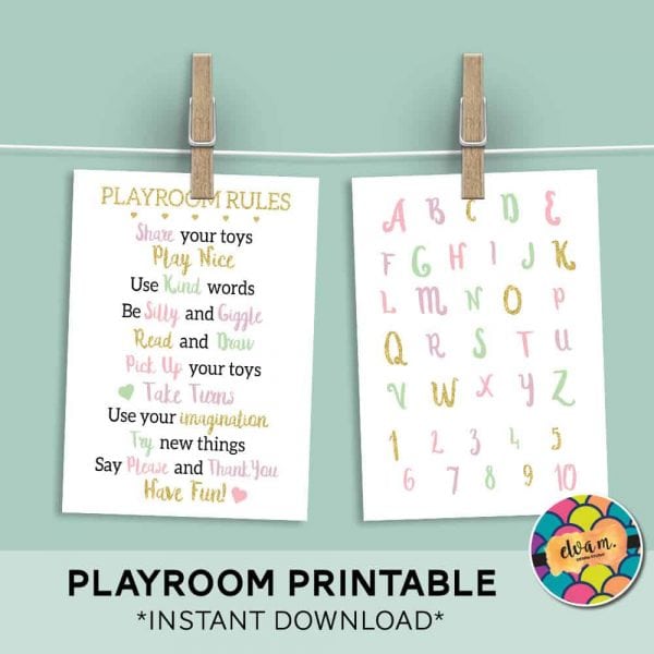 Playroom Rules and Alphabet Printable