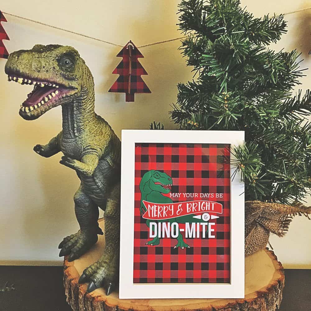Merry and Bright and Dino-Mite Dinosaur Holiday Printable from Elva M Design Studio