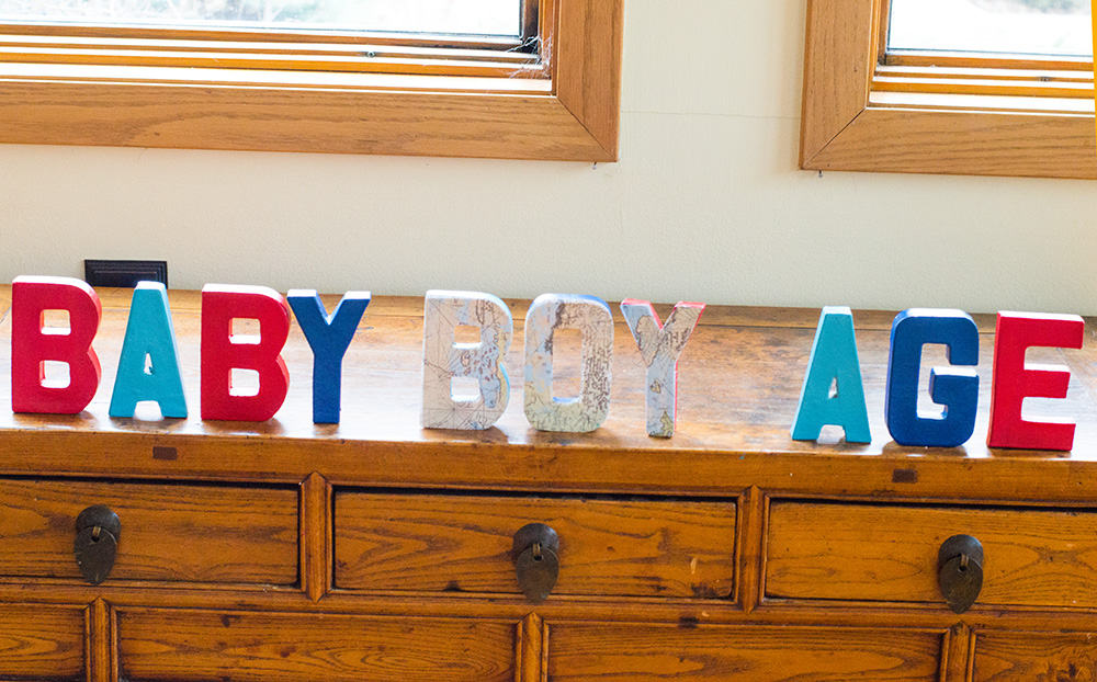 Finished DIY Baby Shower Letters