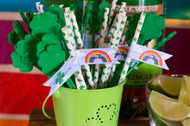 St. Patrick's Day straw flags