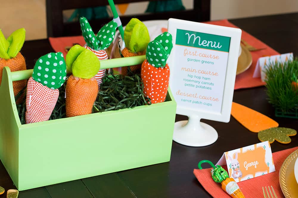 Carrot Patch Easter Centerpiece and free printable menu