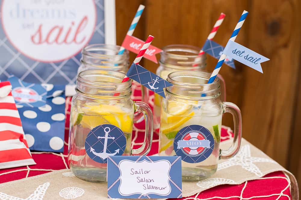 Nautical Party Mason Jar Drinks