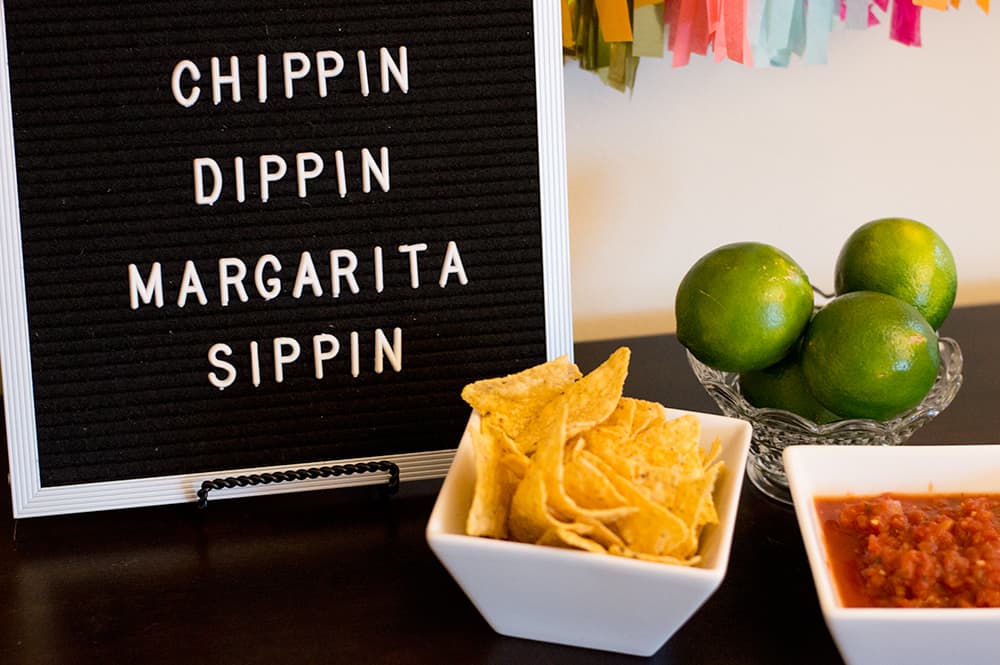 Letterfolk board quote for the Chippin, Dippin, and Margarita Sippin Fiesta