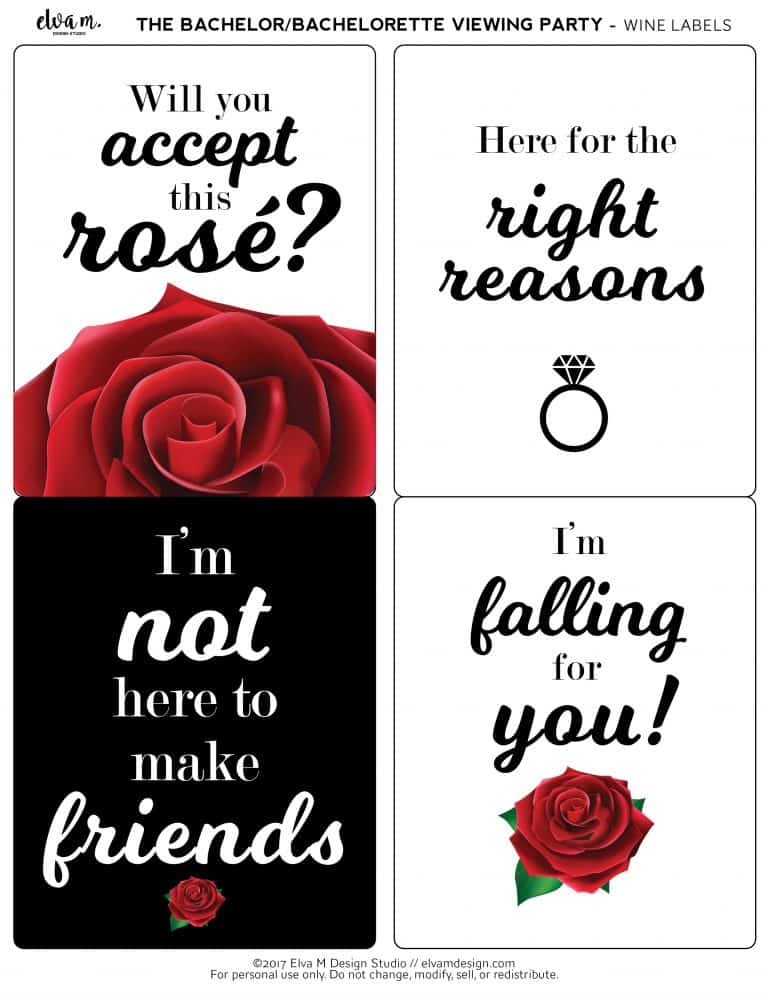 Free Printables to Throw a Bachelorette Viewing Party - Elva M Design ...