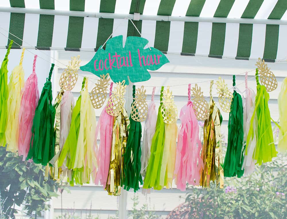 Cocktail Hour Sign and Tissue Tassel Bunting