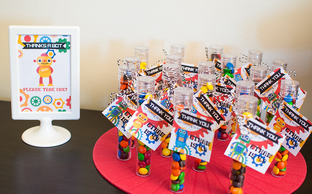 Robot Birthday Party Favors from Oriental Trading and Elva M Design Studio