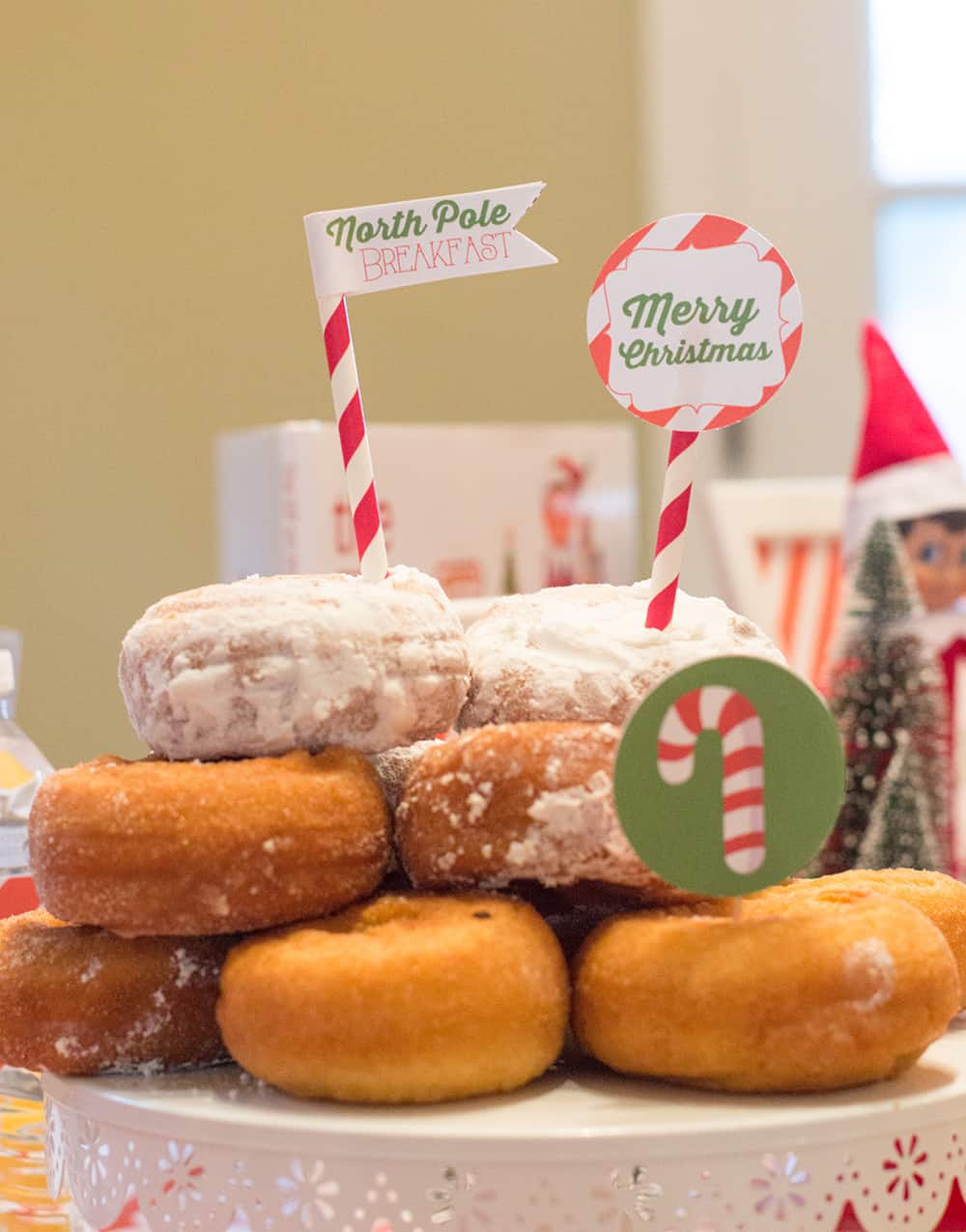 Snow Capped Donut Tower at the Elf on the Shelf North Pole Breakfast by Elva M Design Studio