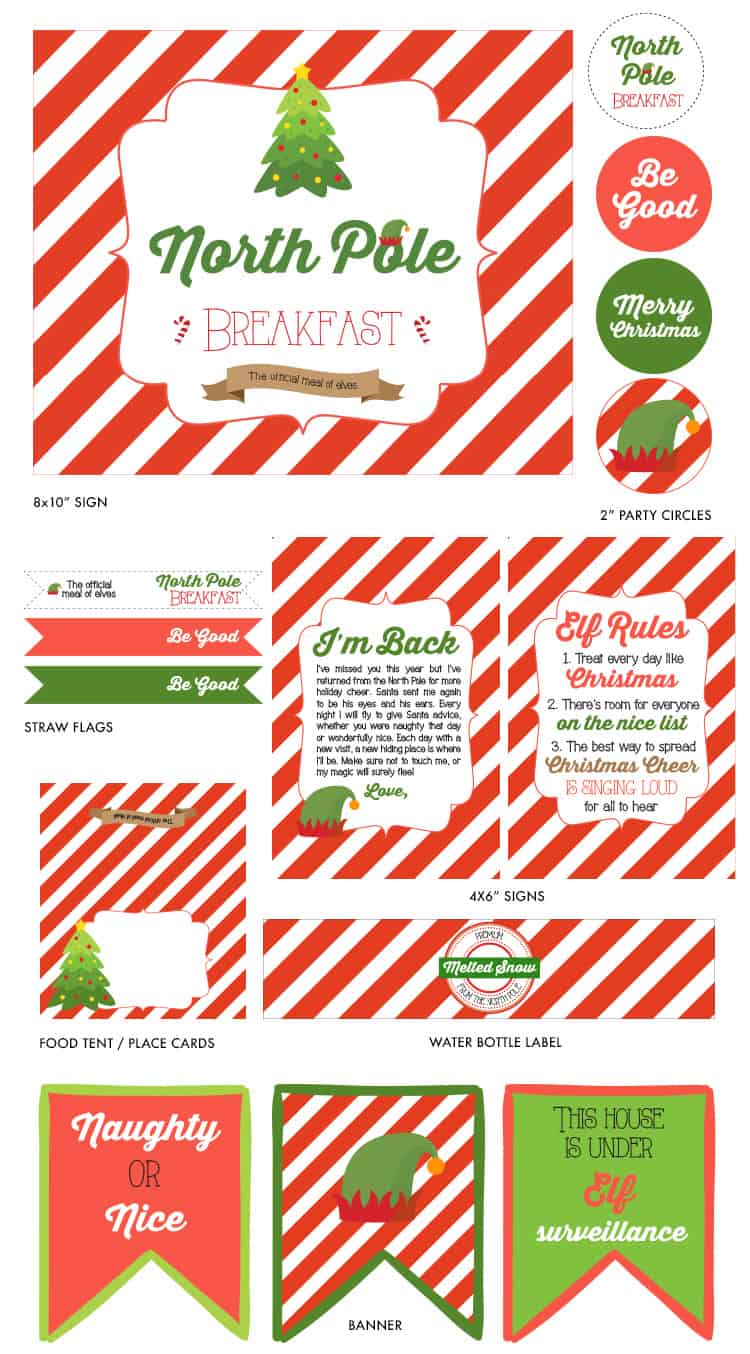 Elf on the Shelf North Pole Breakfast Printables