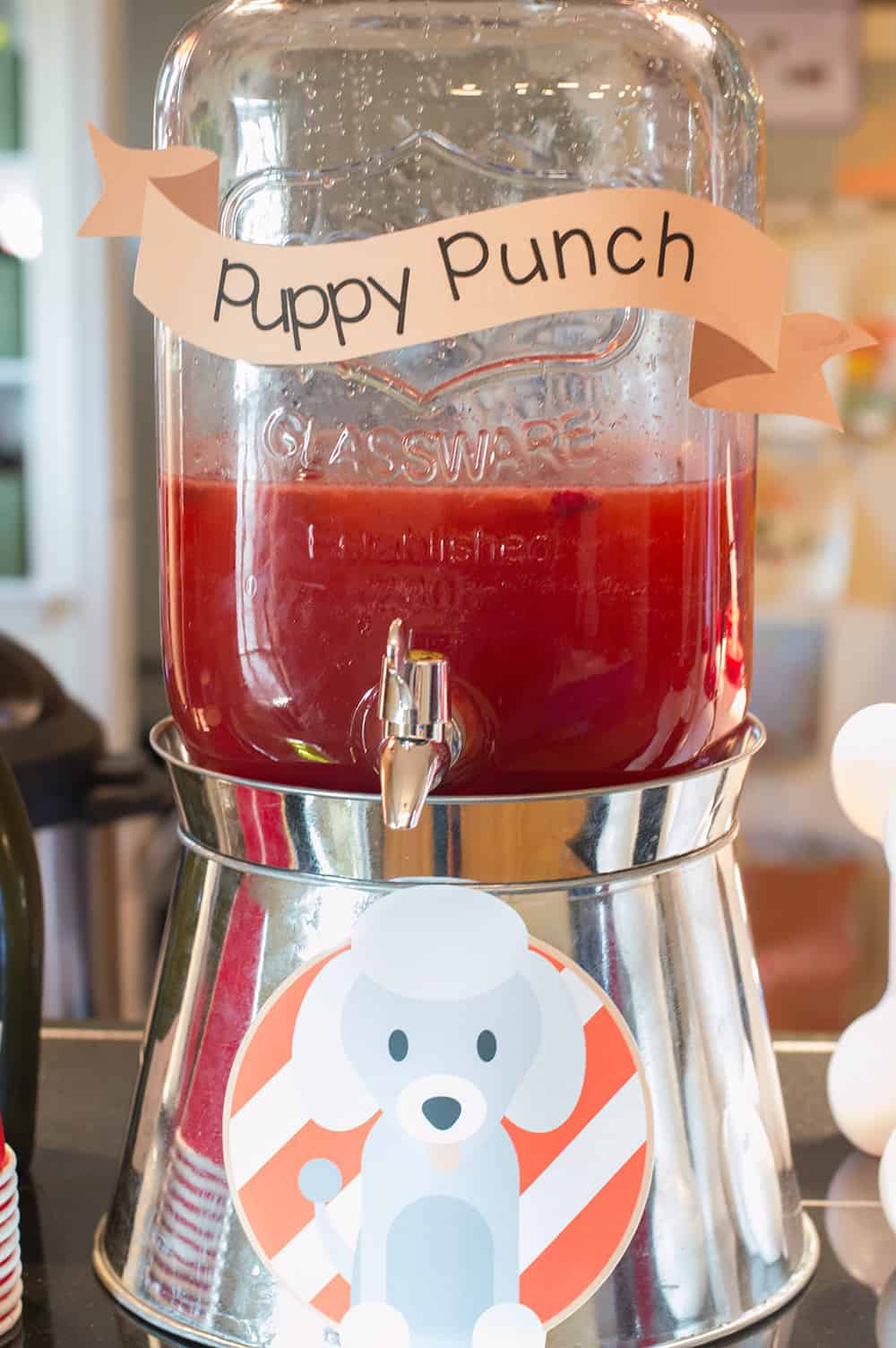 Puppy Party Punch served in Mason Jar Drink Dispenser from Oriental Trading