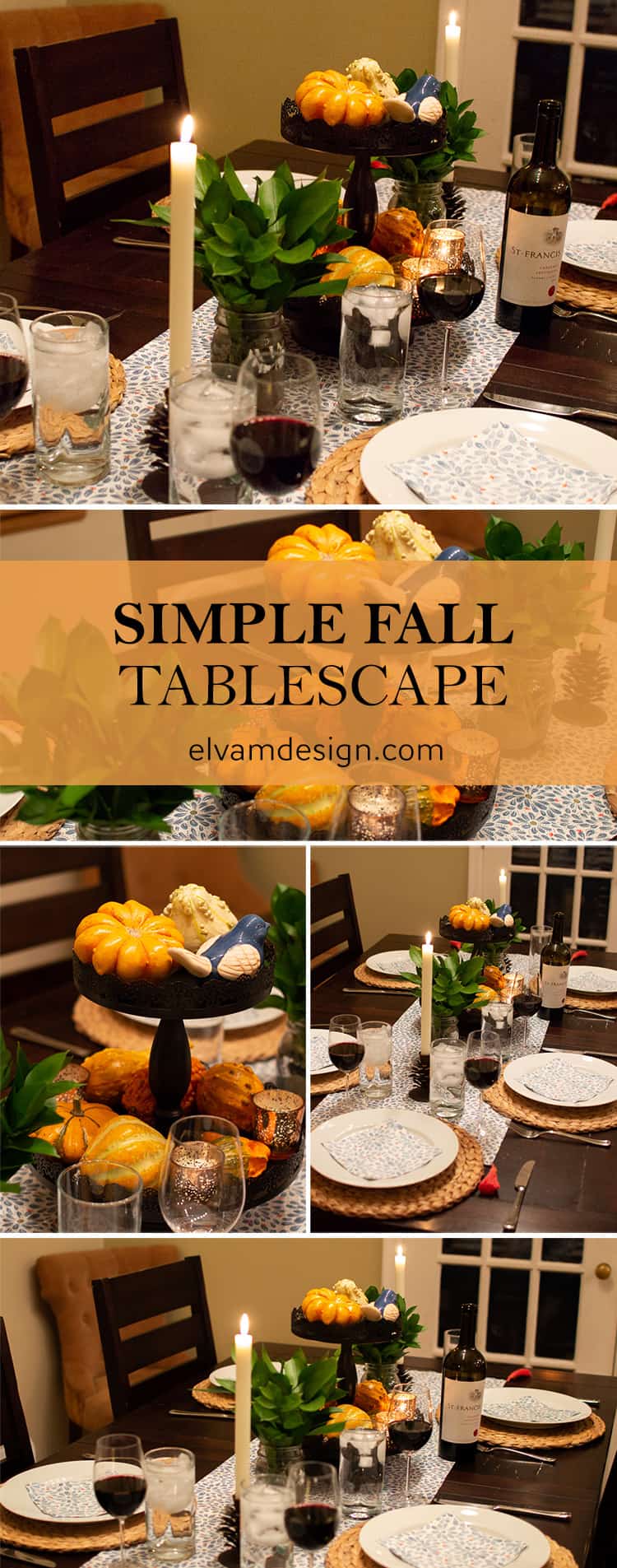 Learn how to put together this Simple Fall Tablescape from Elva M Design for a cozy Fall dinner