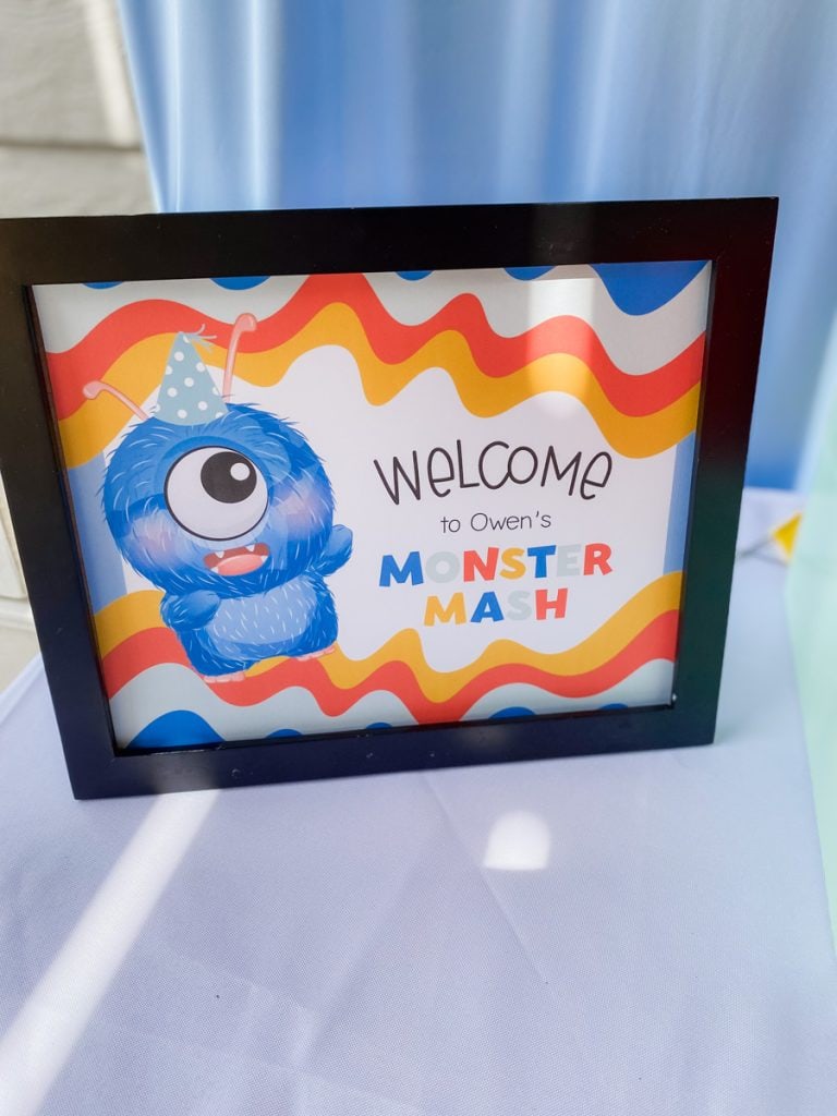 Monster birthday welcome sign