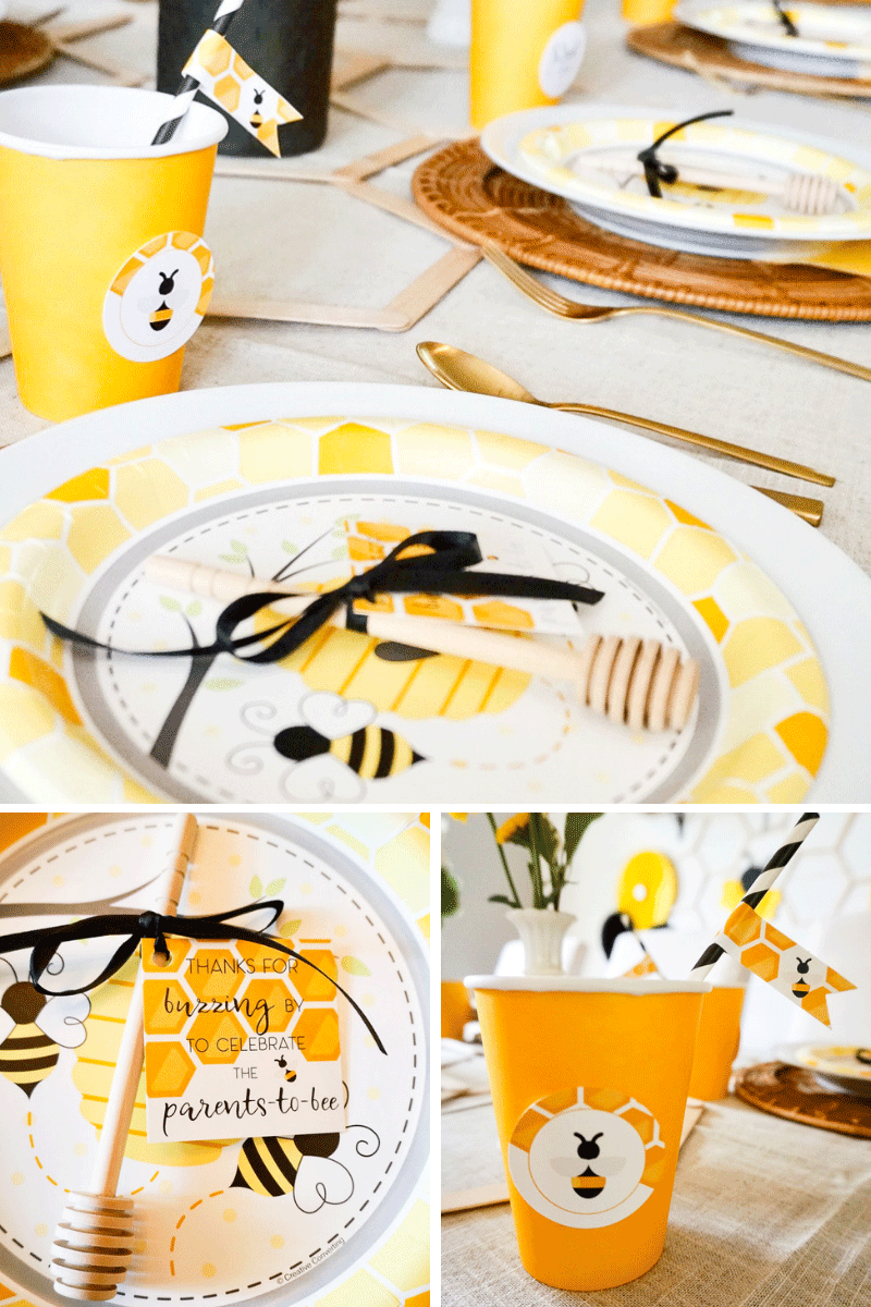 bee baby shower place setting