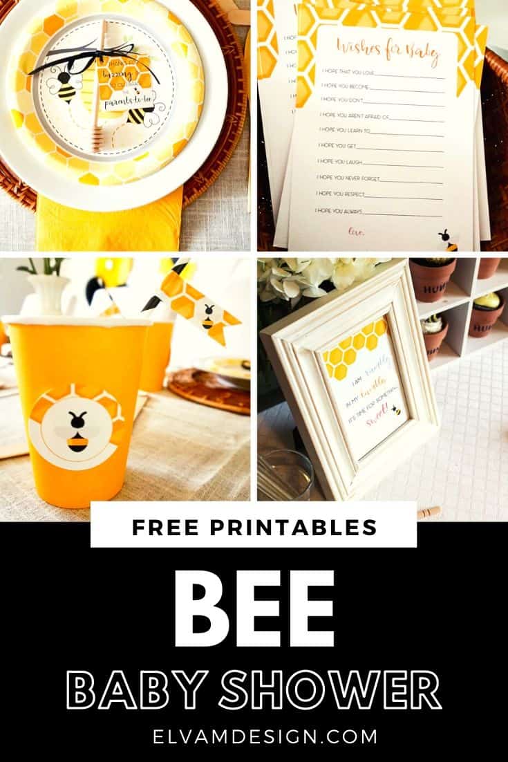 Free Bee Baby Shower Printables - Elva M Design Studio