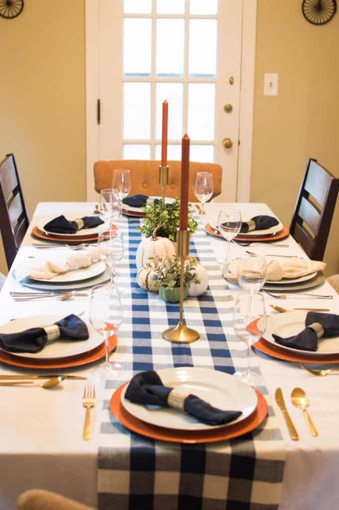 Blue Buffalo Plaid Thanksgiving Table - Elva M Design Studio