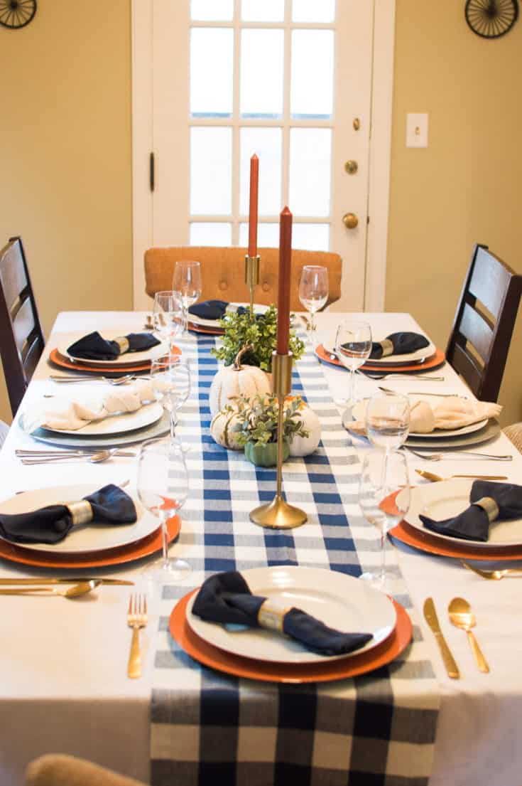 Blue Buffalo Plaid Thanksgiving Table - Elva M Design Studio