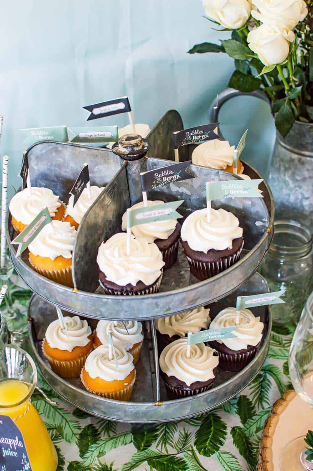 bridal shower cupcakes on stand