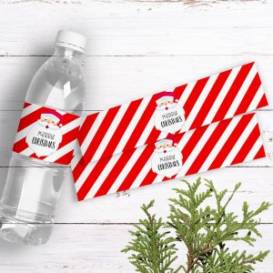 Santa Christmas Bottle Labels