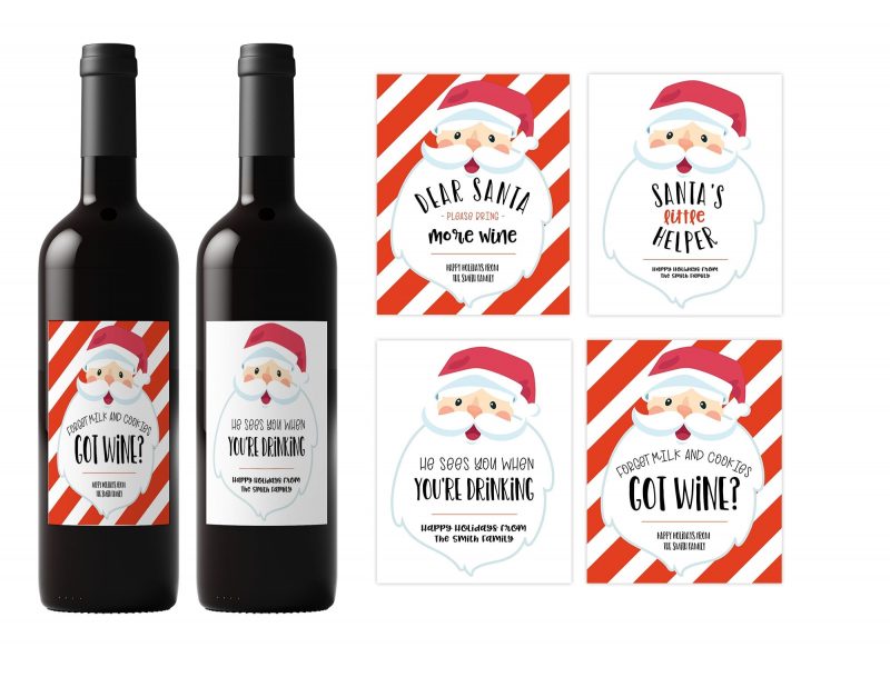 Christmas Santa Wine Labels Set