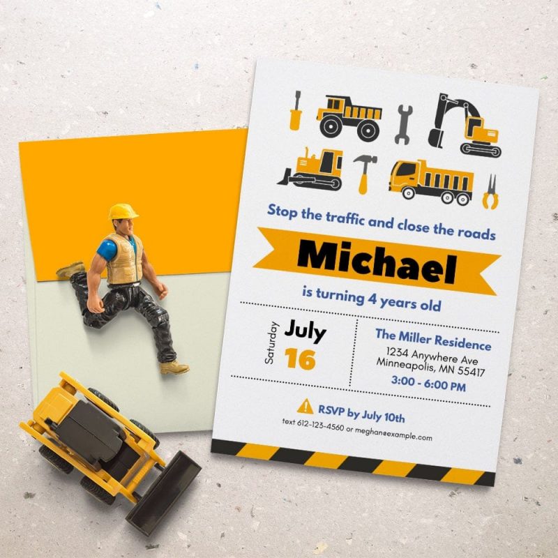 construction birthday invite