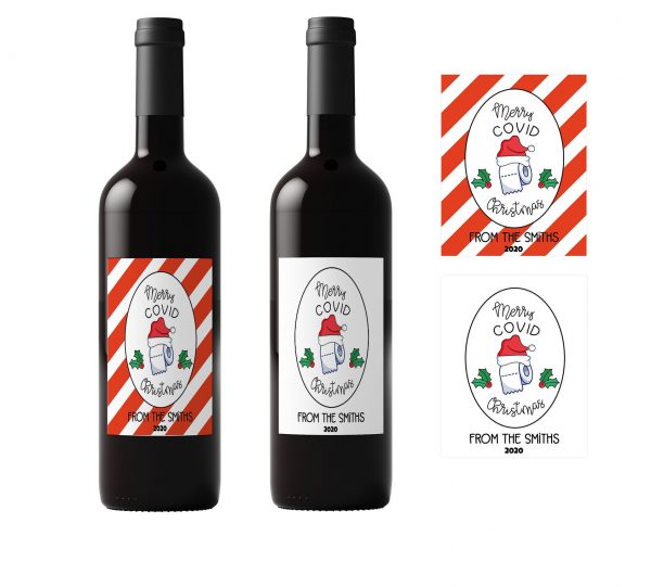 merry covid christmas wine label