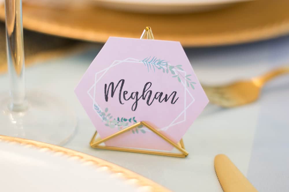 Place cards add a special touch at the Crown Thyself brunch styled by Elva M Design Studio