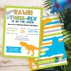 Dinosaur Three-Rex Birthday Invite