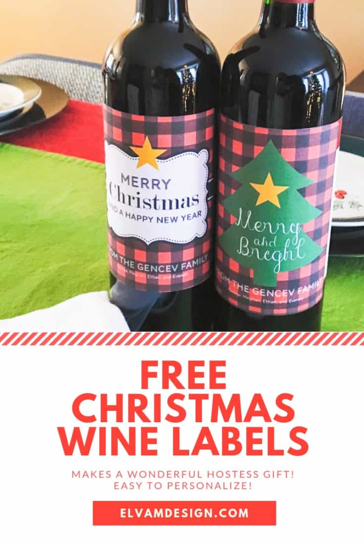 Spread cheer! Free Christmas Wine Labels - Elva M Design Studio