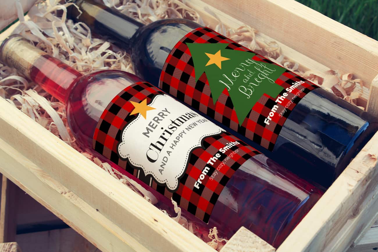 Free Christmas wine labels