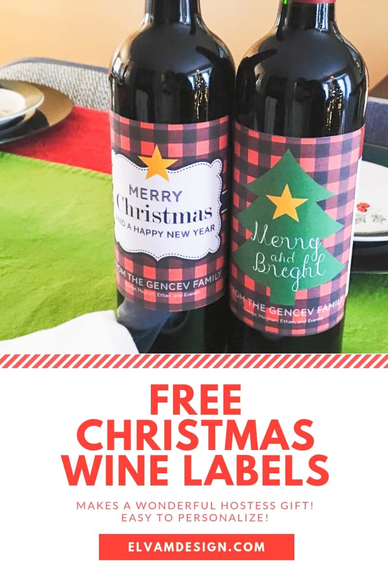 Spread Cheer Free Christmas Wine Labels Elva M Design Studio