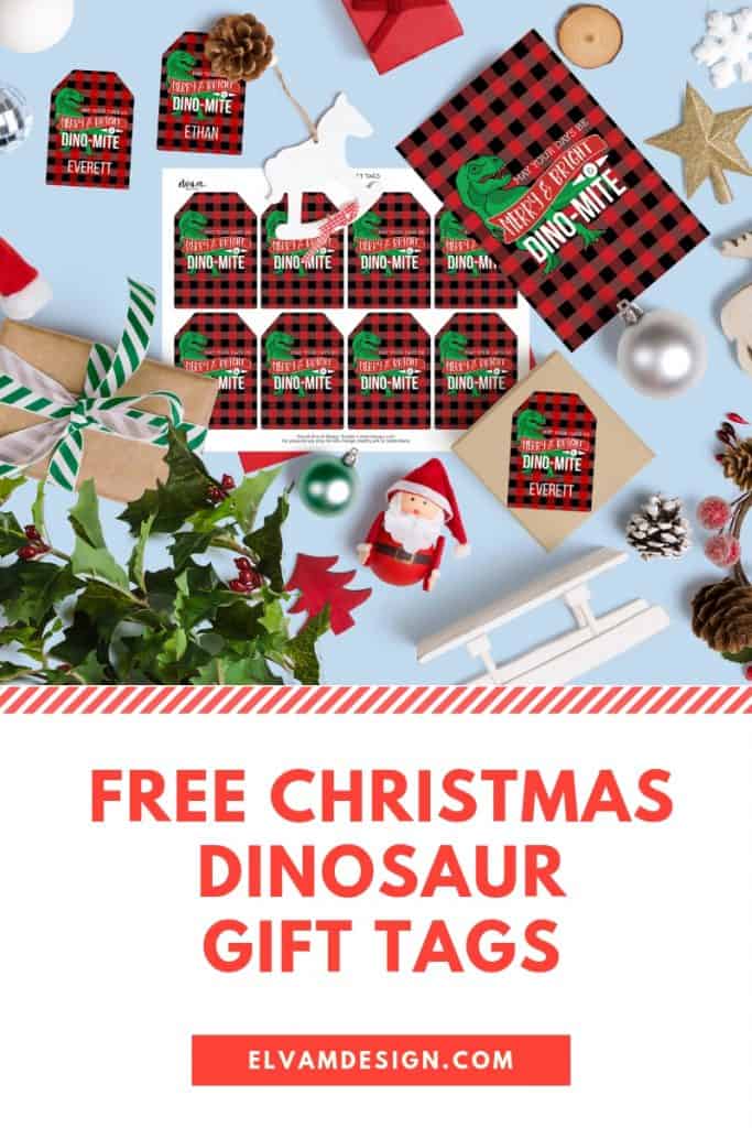 Free Dinosaur Christmas Gift Tags - Elva M Design Studio
