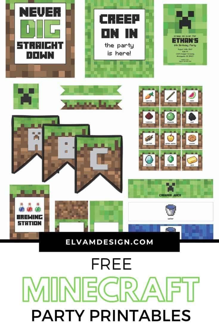 Free Minecraft birthday party printables