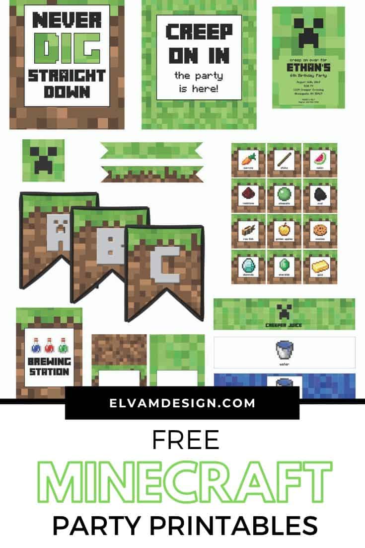 Minecraft printables, Minecraft party, Minecraft party decorations