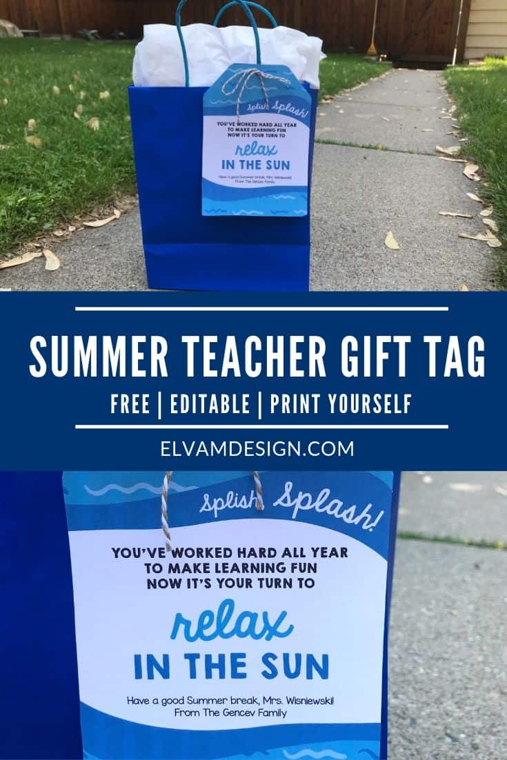 Free Summer Gift Tag for Teachers Elva M Design Studio