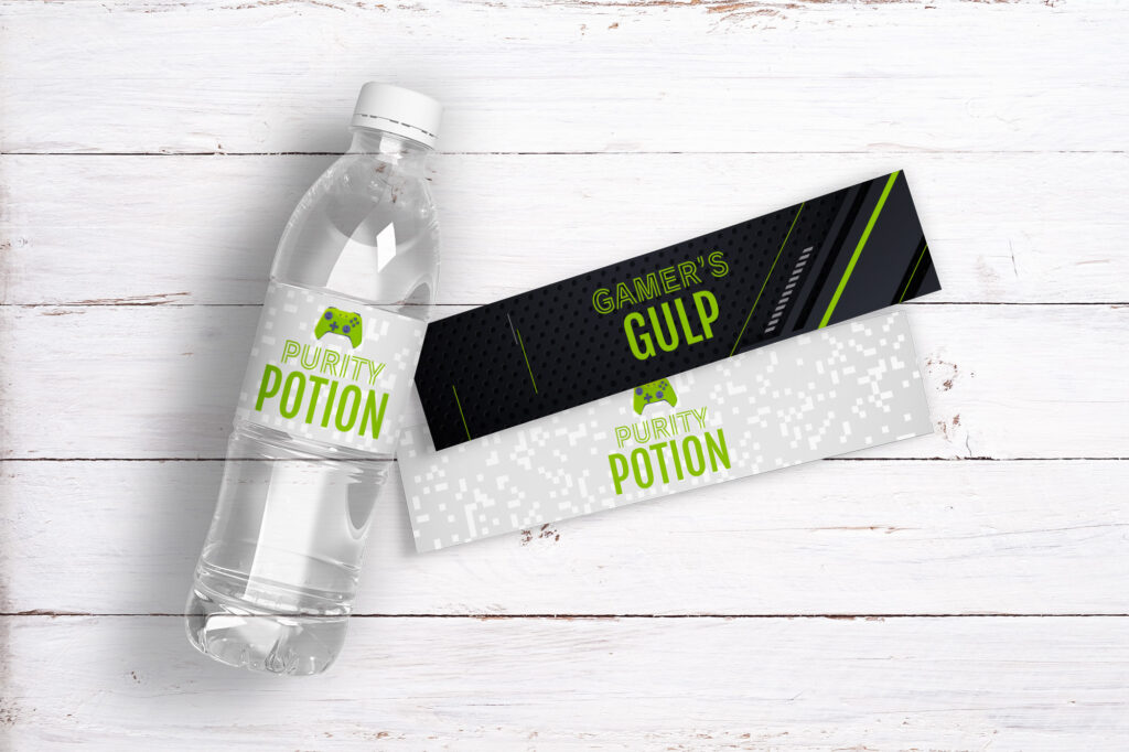 Gamer Party Bottle Labels