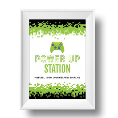 Gamer Party 'Power Up Station' 8x10" Sign