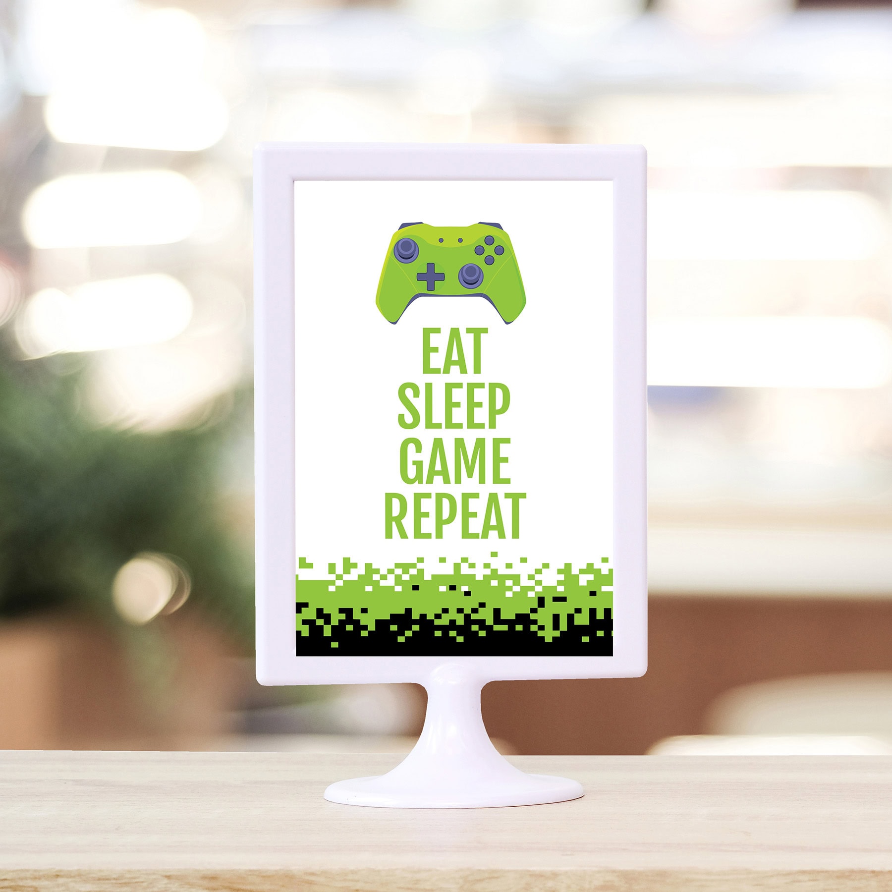 Gamer Party 'Eat Sleep Game Repeat' 4x6" Sign