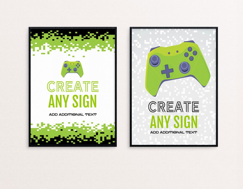 Gaming Party 8x10" Sign Template