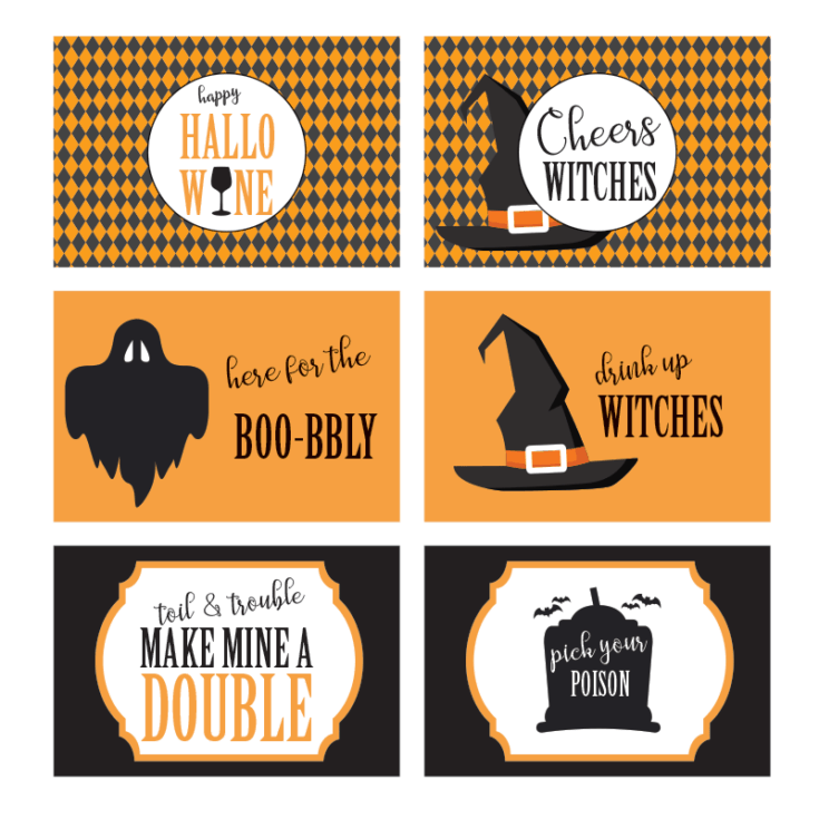 Halloween Mini Wine and Champagne Bottle Labels - Elva M Design Studio