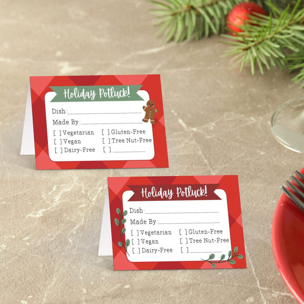 Holiday Potluck Food Tent Cards - Elva M Design Studio