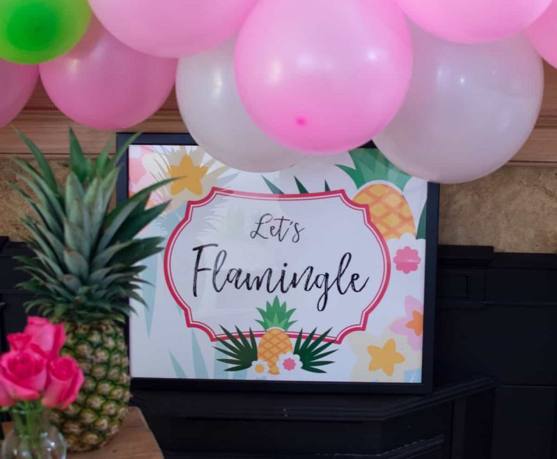 Lets flamingle pineapple party backdrop