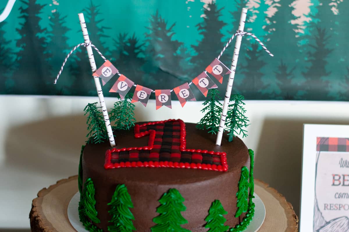 Lumberjack first birthday cake