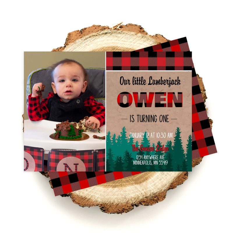 lumberjack photo invitation