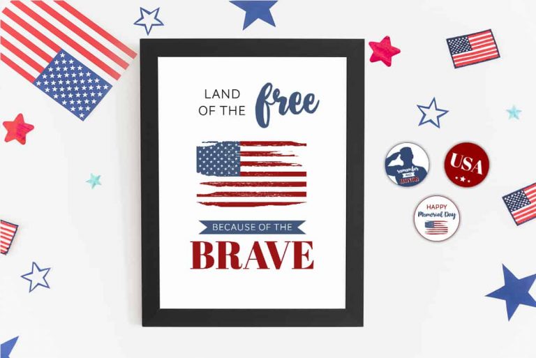 8x10" Memorial Day Sign: Land of the Free, Because of the Brave