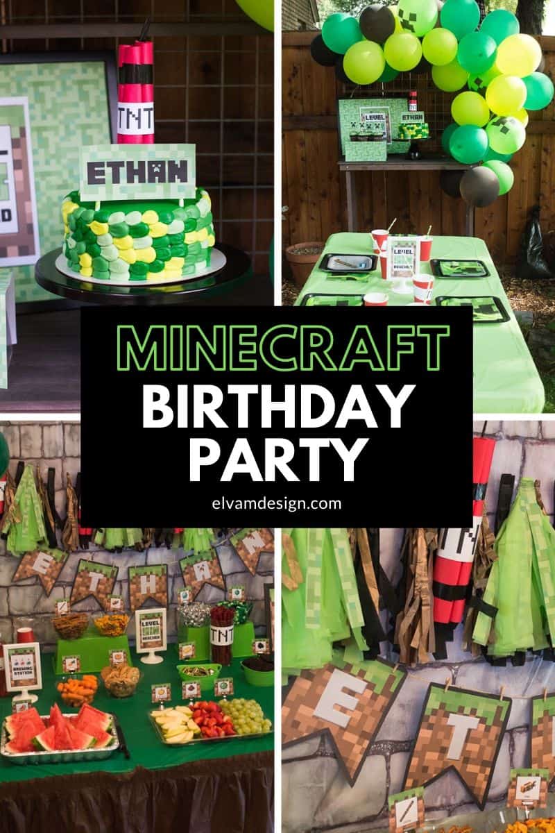 Cupcake Toppers Big Cake Topper Minecraft Party Supplies 57PCS Minecraft Birthday Party Decorations Includes Banner Hanging Decor and Tablecover for Kids Party Balloons