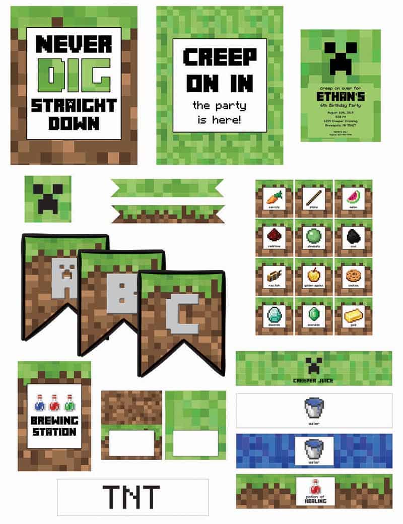 Free Minecraft party printables