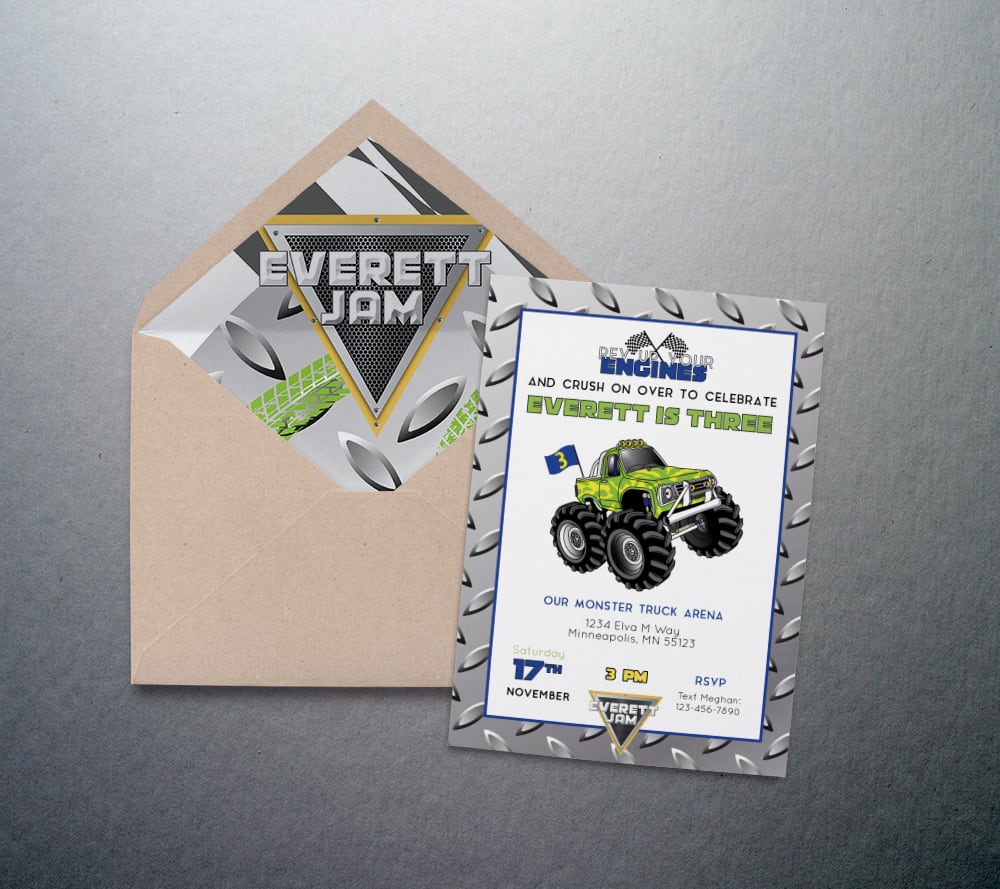 Monster Truck Birthday Invite