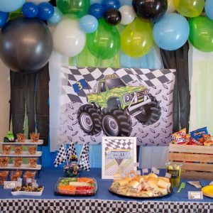 Monster Truck Party Food Table styled by Elva M Design Studio