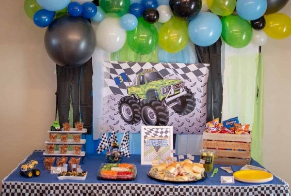 Monster Truck Party Food Table styled by Elva M Design Studio