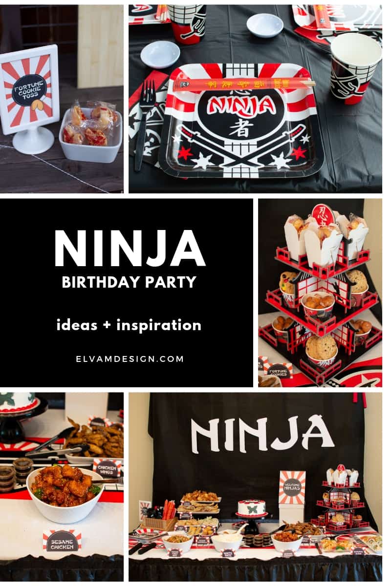 Ninja Birthday Party Ideas and inspiration from elvamdesign.com.  Check out the ideas for party food, decor, and games! 